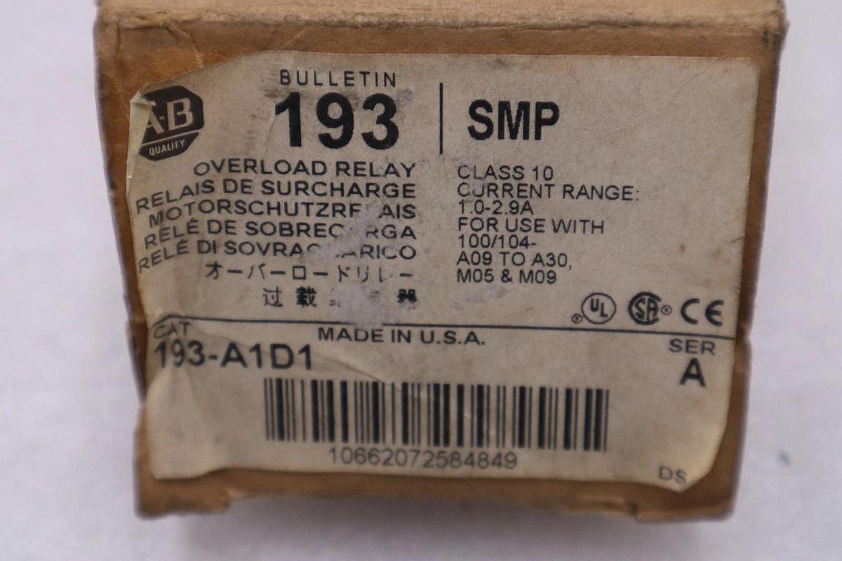 NEW OPEN BOX AB Allen-Bradley OVERLOAD RELAY 193-A1D1 STOCK K2094CC