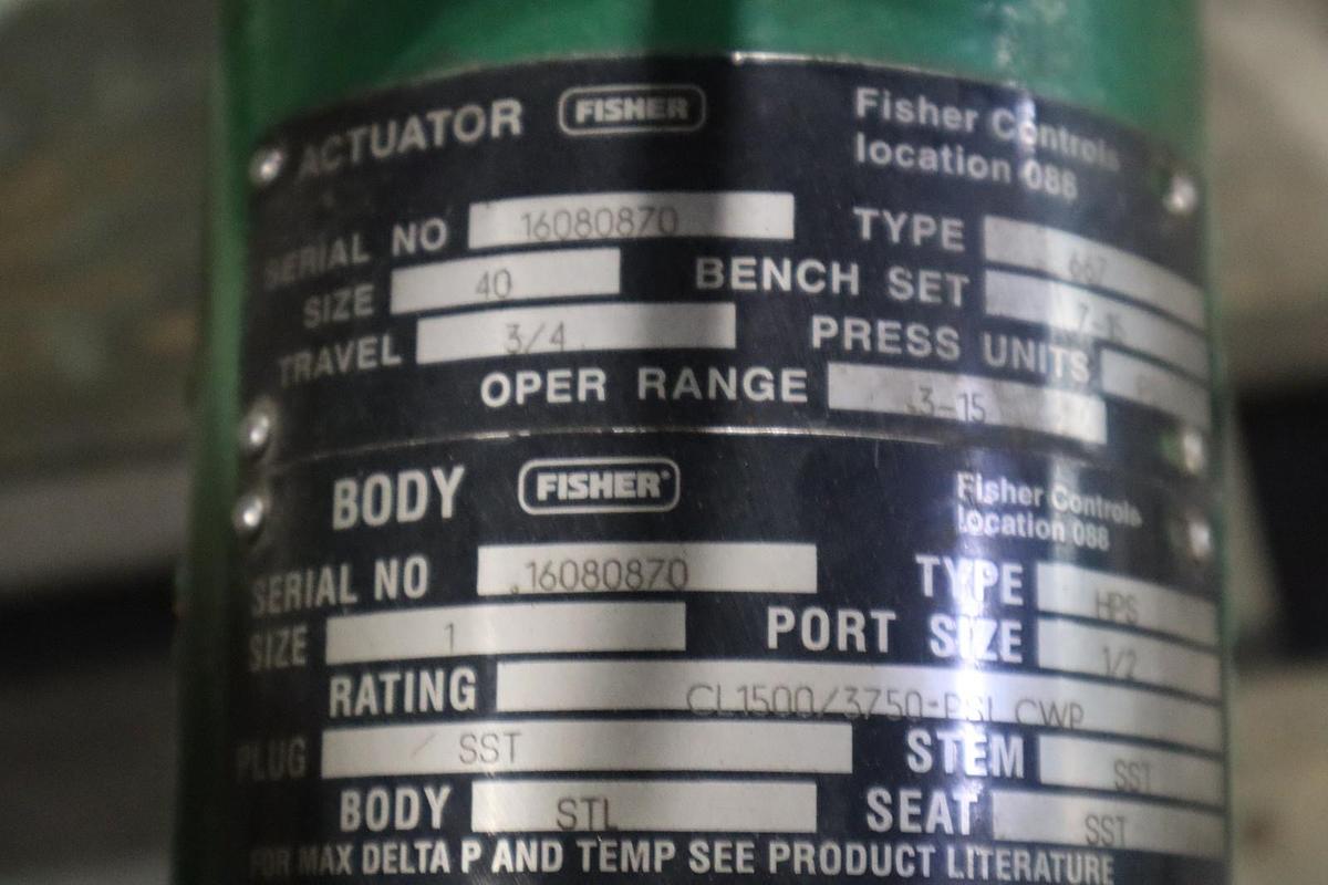 Used Fisher Control Valve Size 40 With 667 Pneumatic Actuator