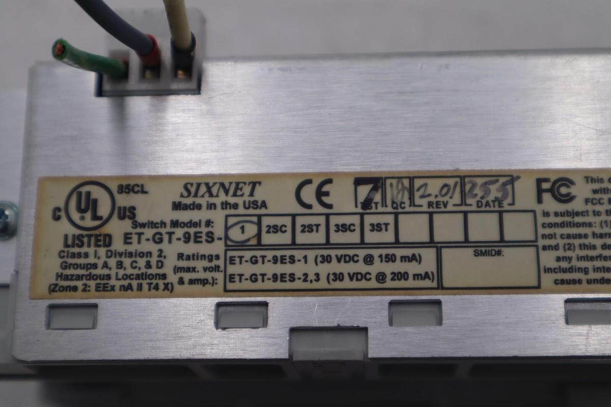 Used Sixnet Model: ET-GT-9ES-1 Real-time Industrial EtherTRAK Switch STOCK L-288-C