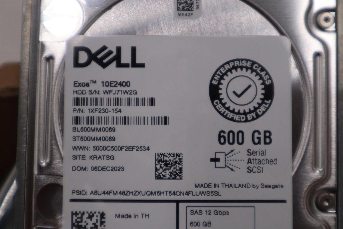 Used Dell 600GB SAS 12Gbps HDD 2.5” 10K RPM Exos 10E2400 1XF230-154 - STOCK GF-18A