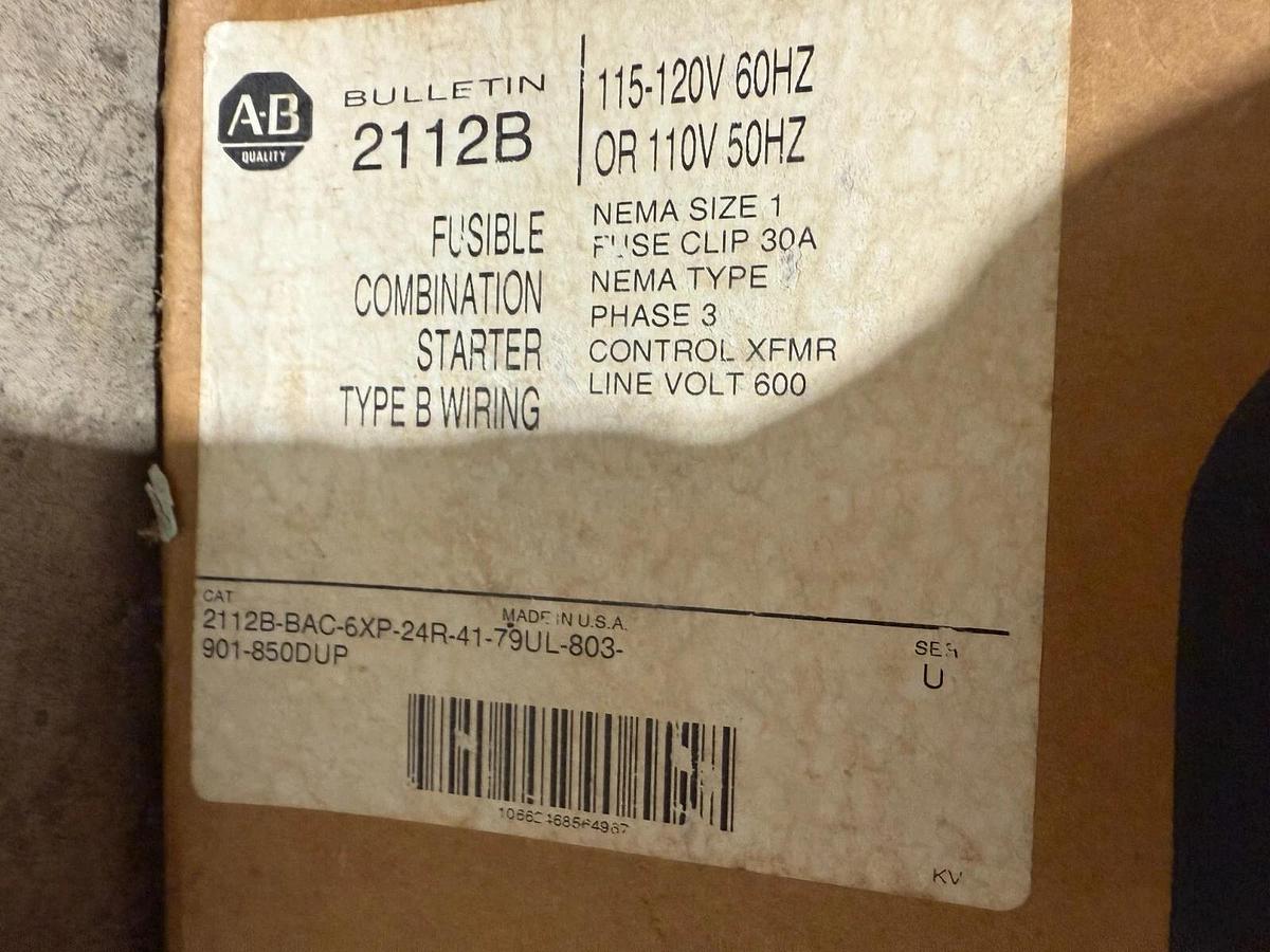 Used Allen Bradley 2112B-BAC-6XP-24R-41-79UL-803-901-850DUP FUSIBLE SIZE 1 MCC BUCKET