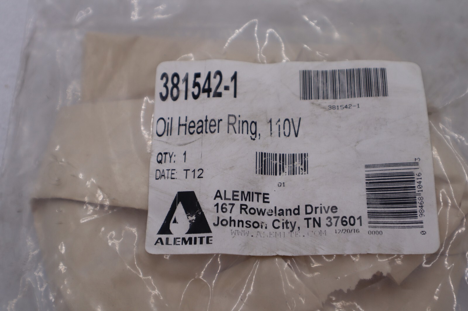 ALEMITE 381542-1 OIL HEATER RING, 110V STOCK #K-2008