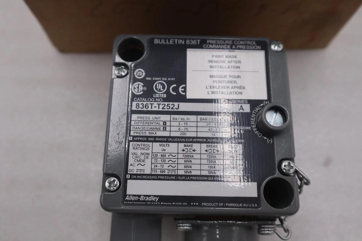Used New Allen Bradley 836T-T252J Ser A Pressure Control 6-75PSI 200PSI Max #5534CC