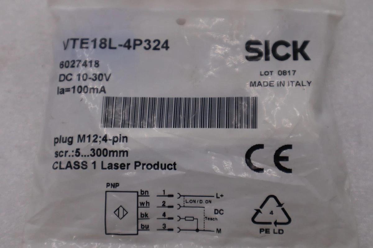 Used SICK VTE18L-4P324/ 6027418 PHOTOELECTRIC PROXIMITY SENSOR STOCK H1591A