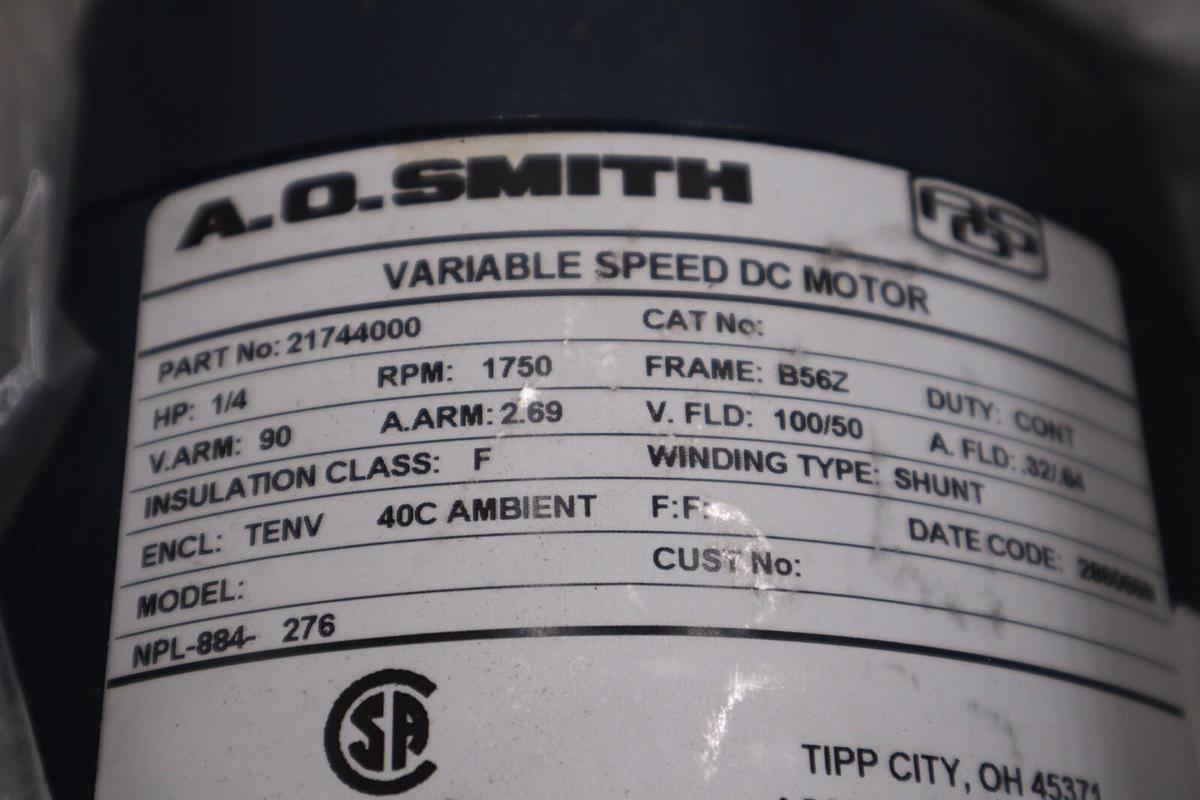 NEW A.O. Smith 21744000 Model NPL-884-276 Variable Speed Dc Motor STOCK H710