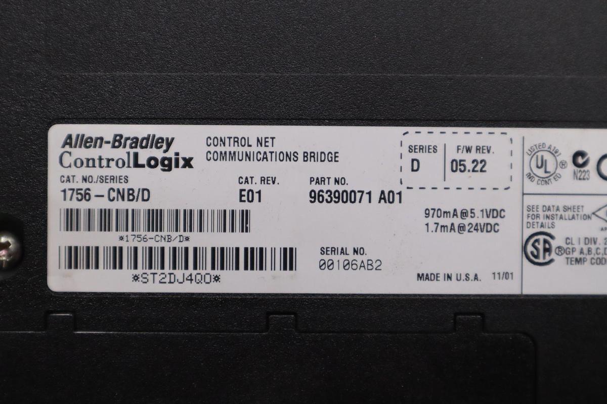 Used Allen Bradley 1756-CNB/D Control Net Communication Bridge - STOCK GF33A