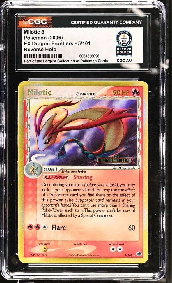 Used 2006 Milotic 5/101 EX Dragon Frontiers Reverse Holo Stamp CGC WORLD RECORD 1/1