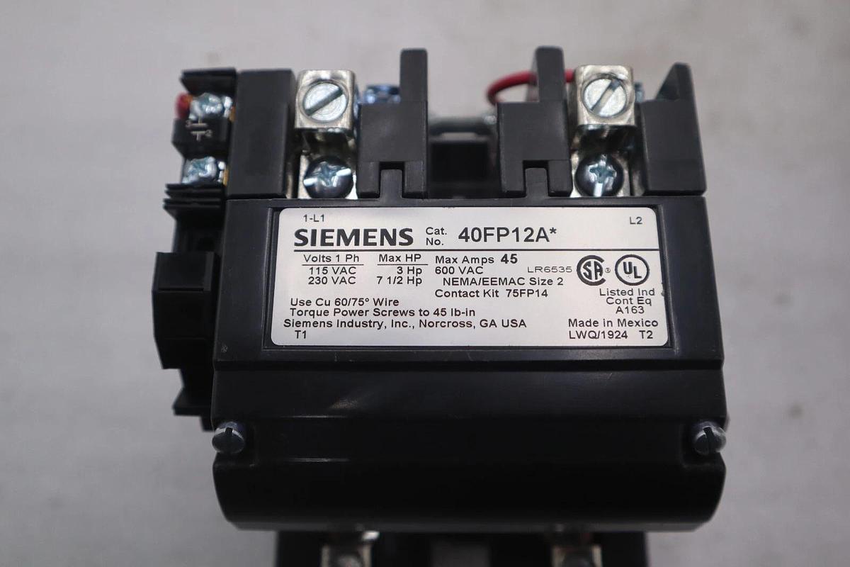 SIEMENS 40FP12AA CONTACTOR SZ2 1PH OPN 120/240V STOCK 4601