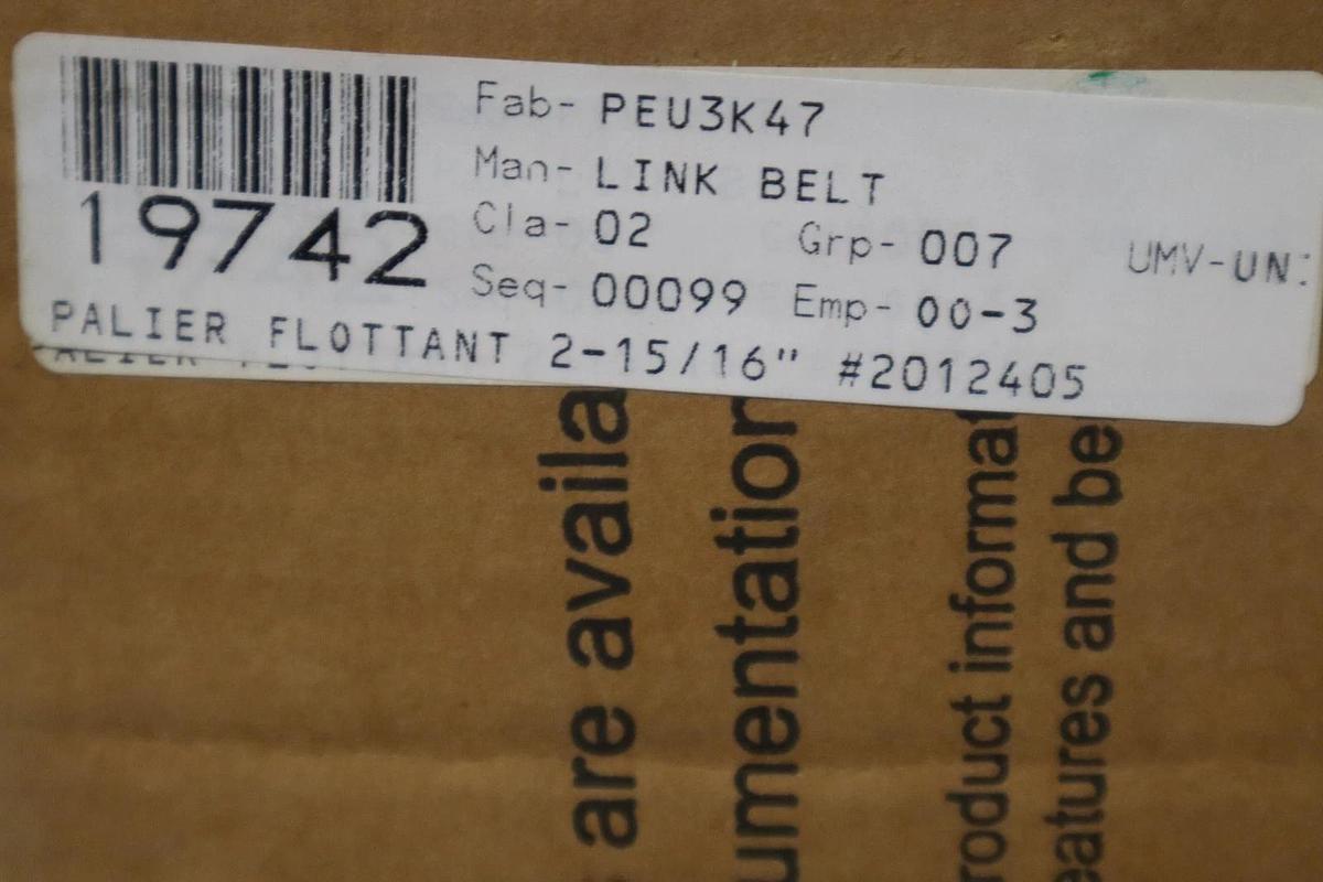 Used Link-Belt Bearings Rexnord PEU3K47 Pillow Block Ball Bearing - STOCK SGF109