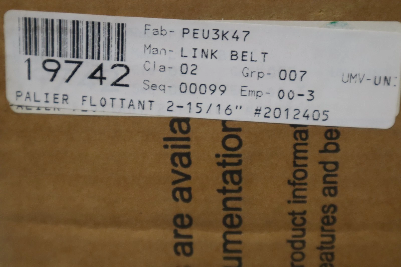Used Link-Belt Bearings Rexnord PEU3K47 Pillow Block Ball Bearing - STOCK SGF109