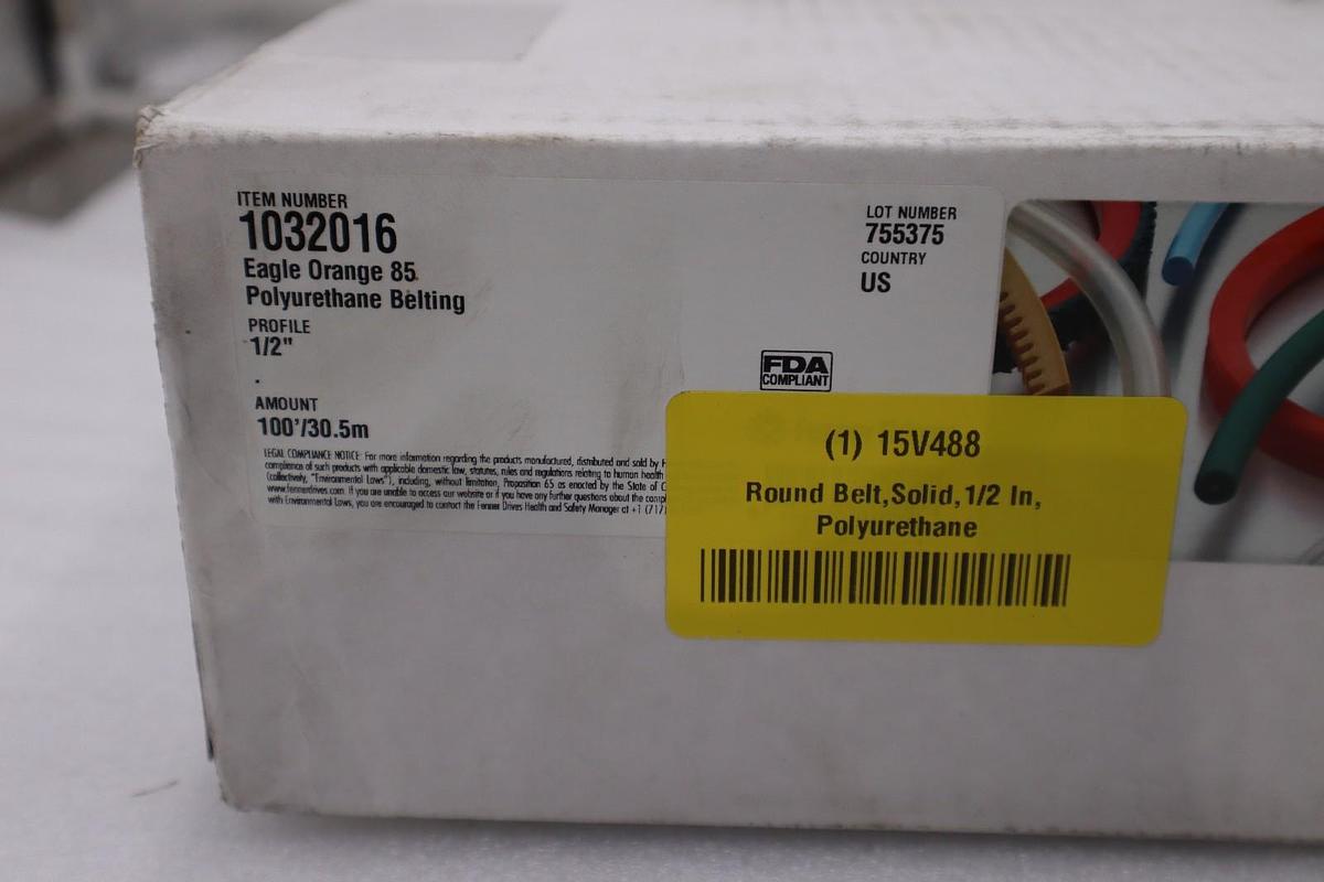 EAGLE BELTING 1032016/ 15V488 Round Belt Solid 1/2 In Polyurethane STOCK 3153CC