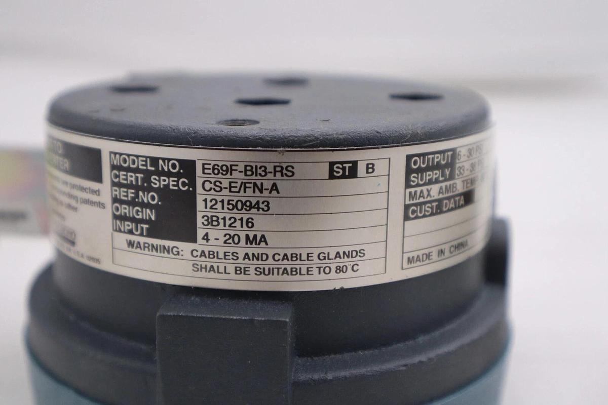 Used FOXBORO E69FB13RS AIR CONVERTER / PRESSURE REGULATOR B182C8N2LB STOCK #1703