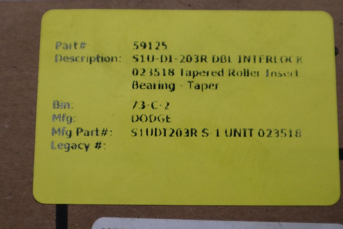 NEW DODGE 023518 S1U-DI-203R DBL INTERLOCK TAPERED ROLLER BEARING STOCK 2940CC