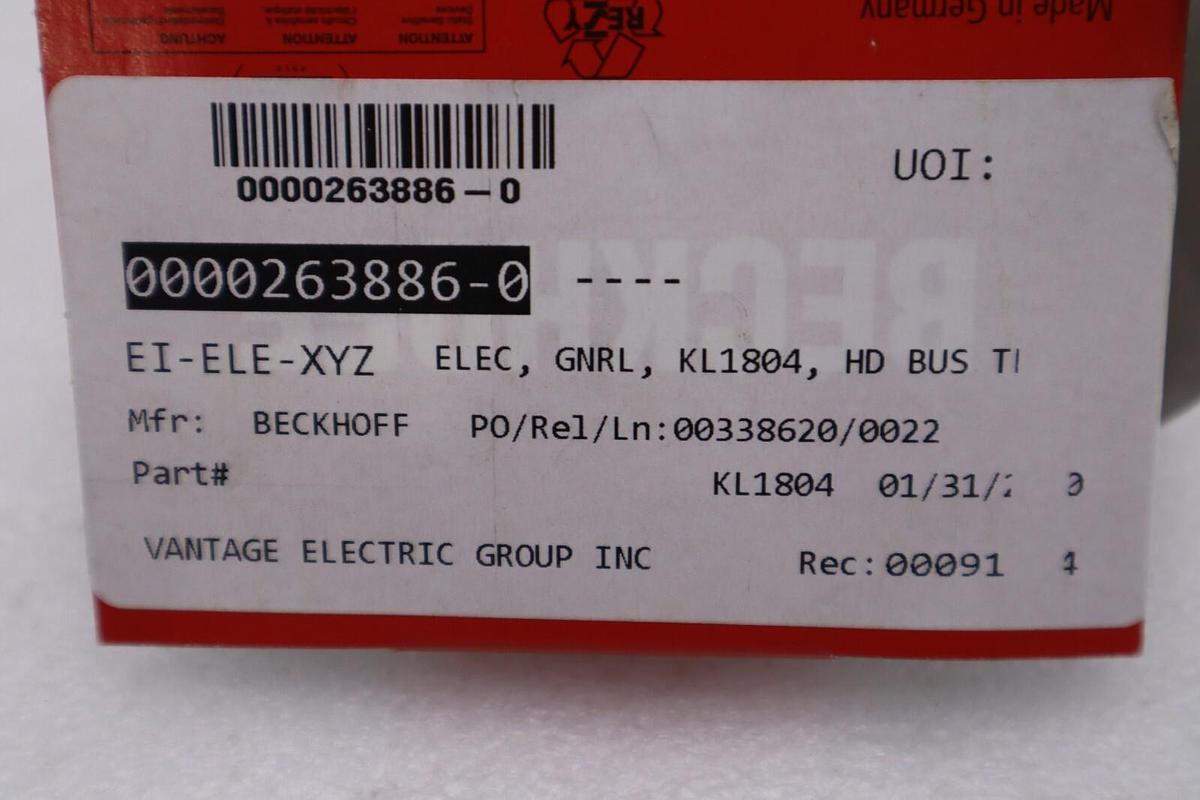 Used NEW OPEN BOX Beckhoff KL1804 PLC Module STOCK G908A