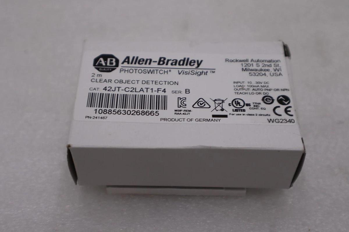 Allen Bradley 42JT-C2LAT1-F4 PHOTOELECTRIC SENSOR 42JT CLEAR OBJECT STOCK H1021A