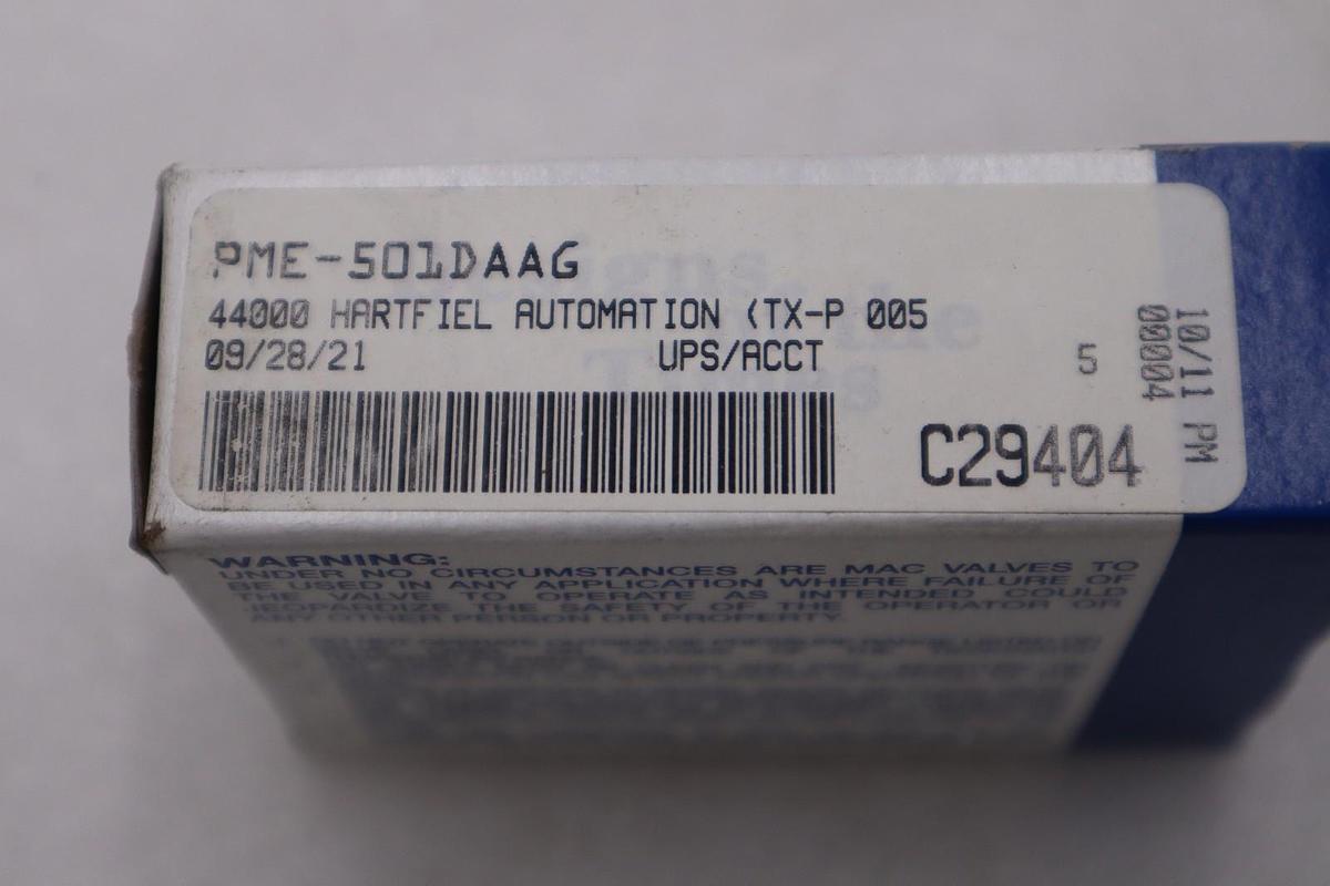 MAC PME-501DAAG Solenoid Valve STOCK H1042A