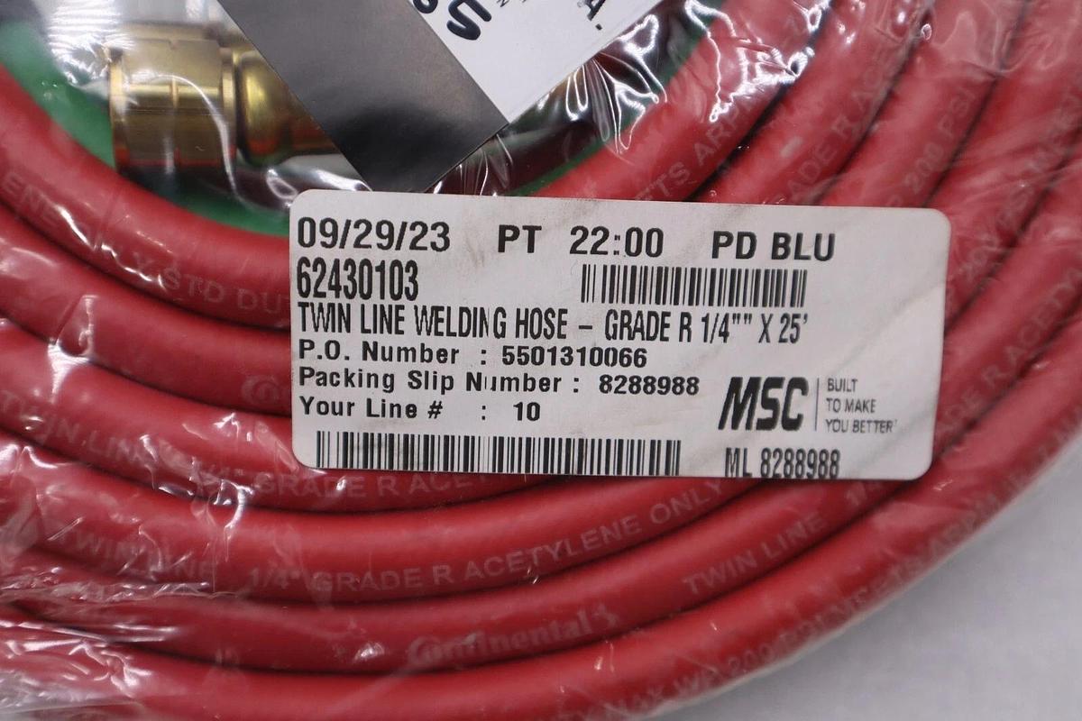 NEW Grade R TwinLine Welding Hose 20027151 1/4 in x 25 ft STOCK H53