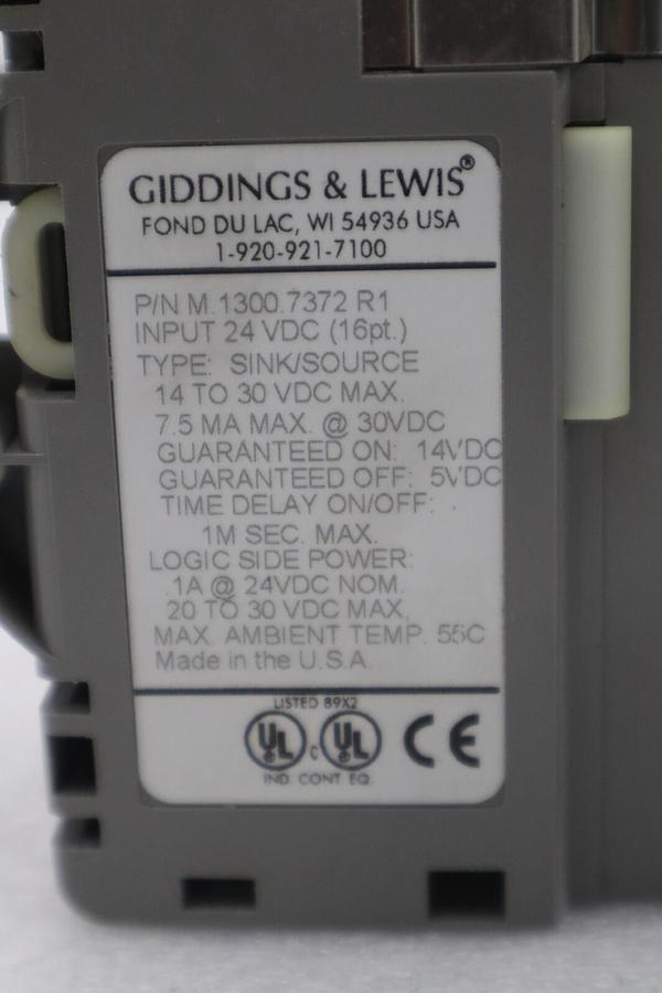 Used GIDDINGS & LEWIS M.1300.7372 R1 Input Module 24VDC SINK/SOURCE STOCK 647-D