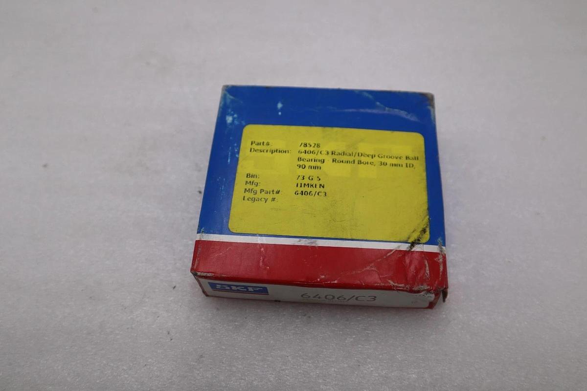 Used LOT OF 2 -- NEW SKF 6406/C3 Deep Groove Ball Bearing STK L218CC