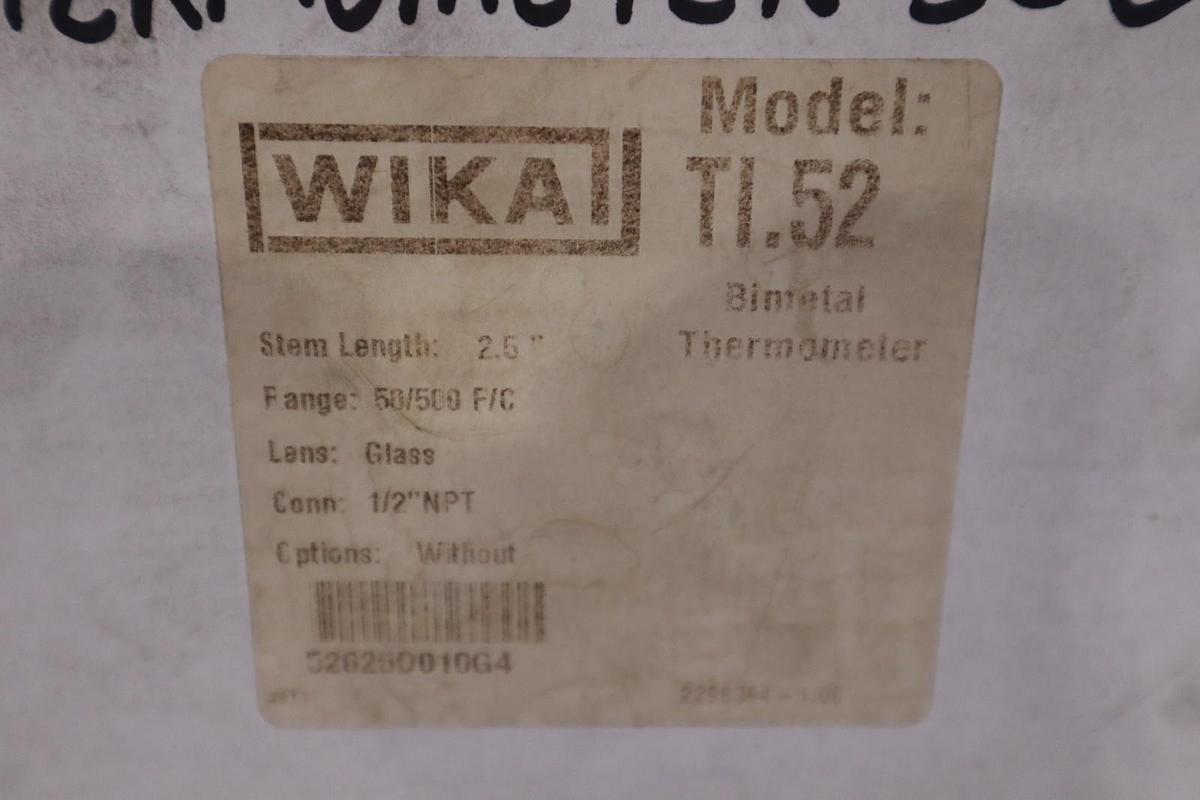 WIKA TI.52 BIMETAL THERMOMETER STEM 2.5" RANGE 50/500 F/C CONN 1/2"NPT - GF263