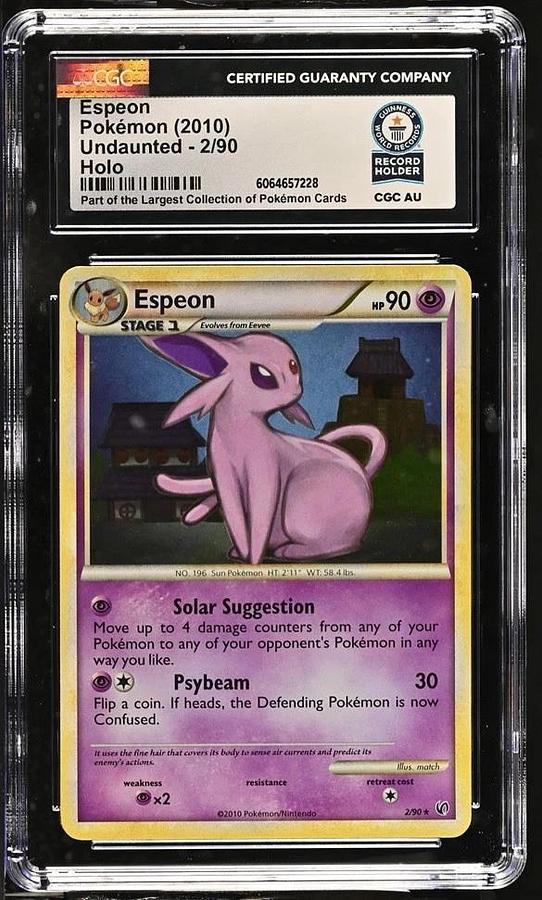 Used 2010 Pokemon HG & SS Espeon - Holo Undaunted #2 CGC GUINNESS WORLD RECORD SLAB