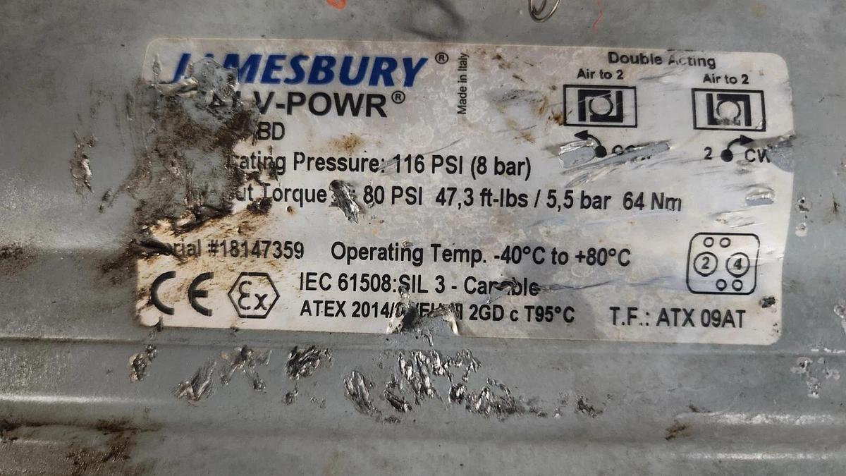 Used Jamesbury Valv-powr Double Acting Valve Actuator 2" Stock PF - 213