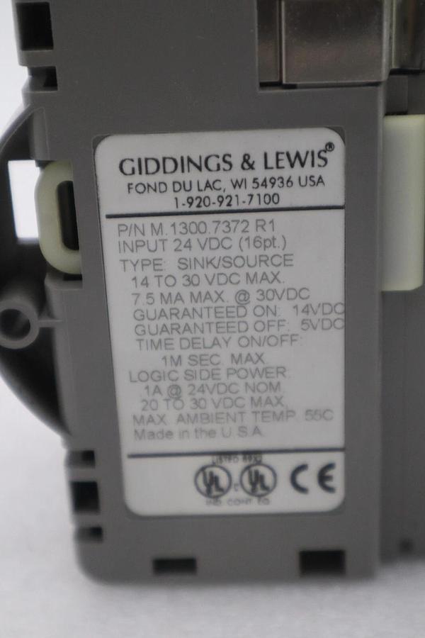 Used GIDDINGS & LEWIS M.1300.7372 R1 Input Module 24VDC SINK/SOURCE STOCK 645-D