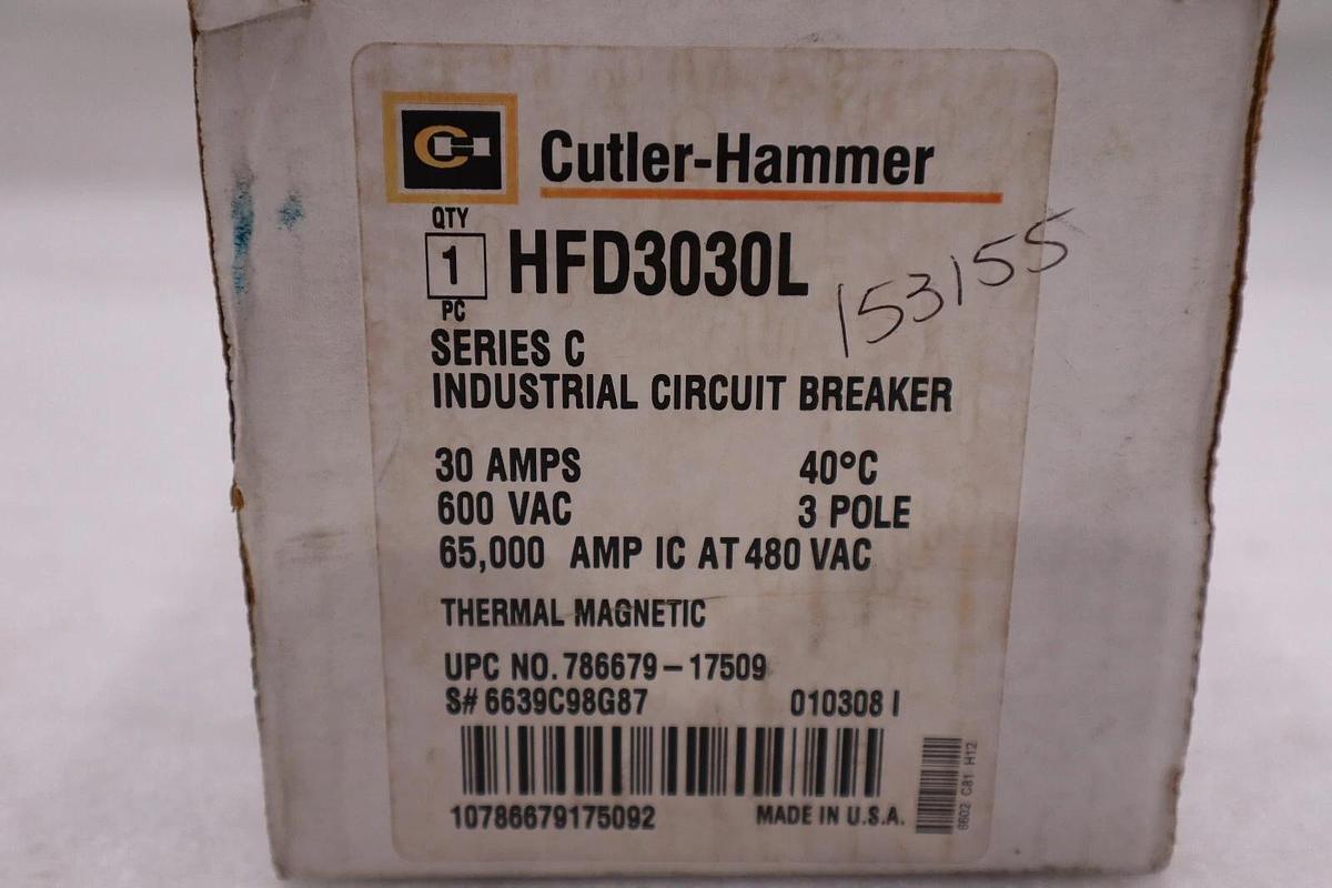 Used NEW OLD STOCK Cutler Hammer HFD3030L 600V Circuit Breaker #H461 786679175095