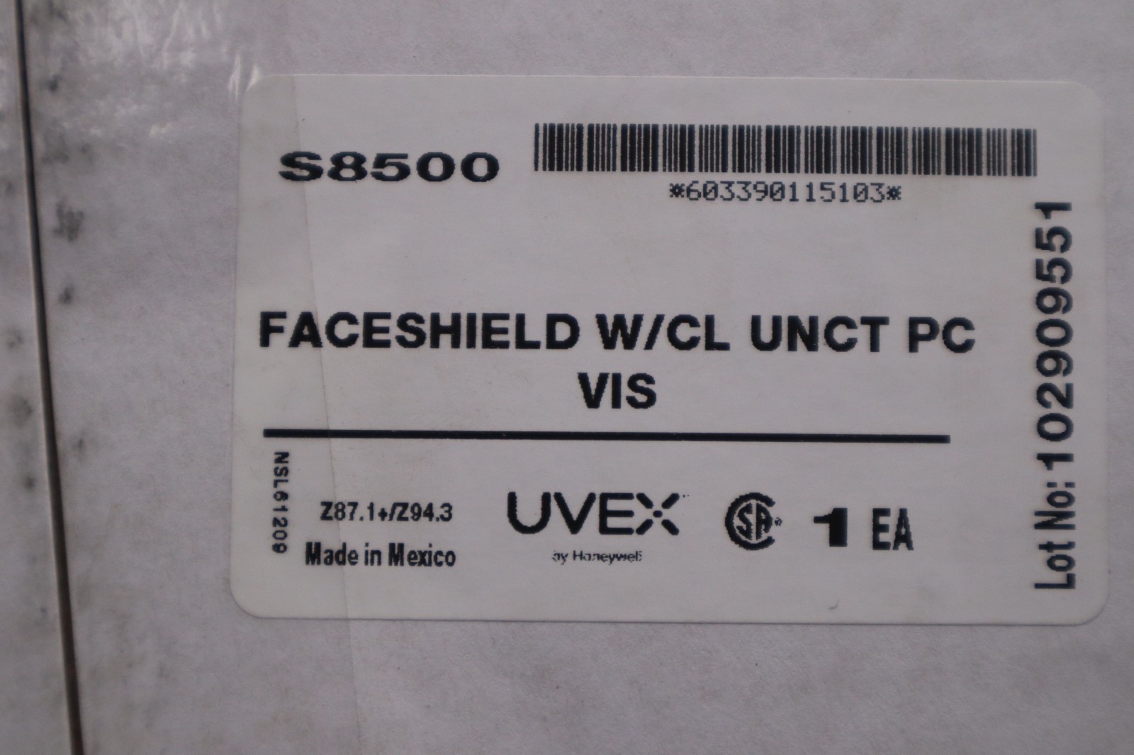LOT OF 4 - High Performance S8500 Faceshield W/CL UNCT PC VIS - STOCK SGF96