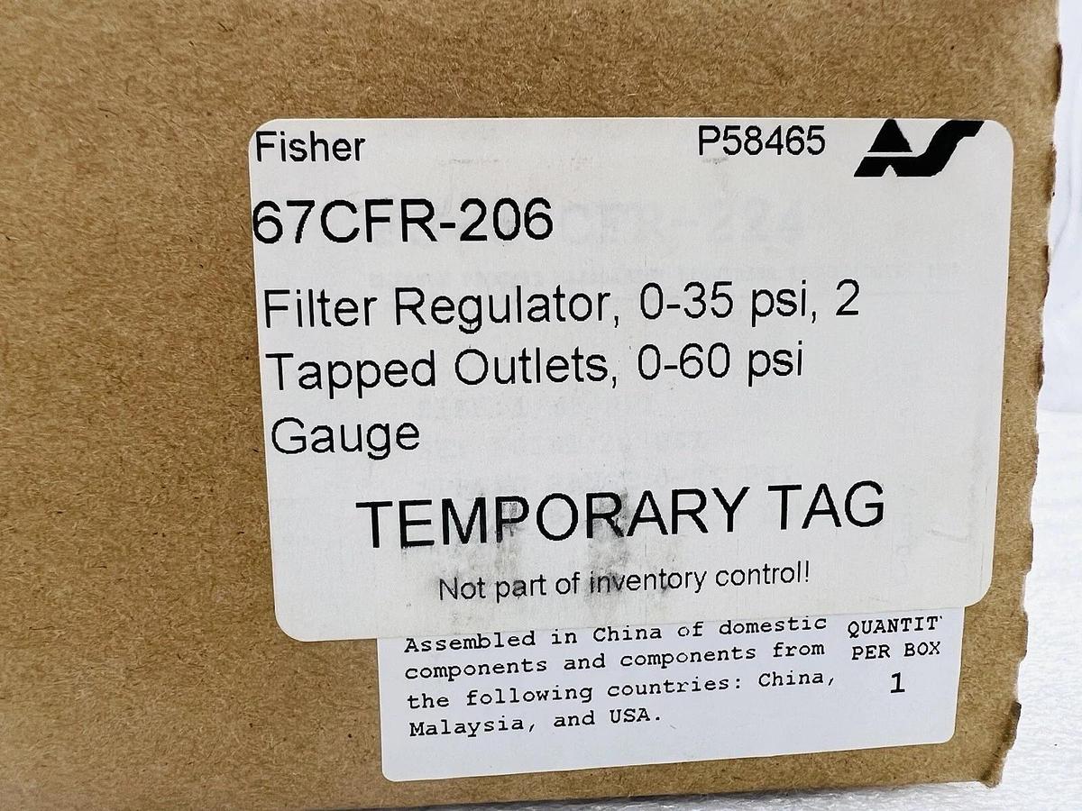 Used FISHER CONTROLS 67CFR-206 2 TAPPED OUTLETS 0-60 PSI GAUGE STOCK 3825