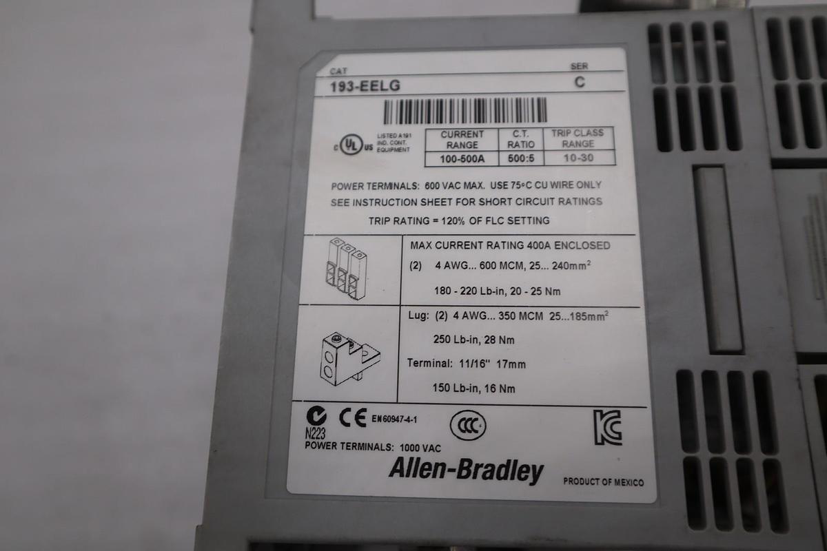 Used ALLEN BRADLEY 193-EELG OVERLOAD RELAY - STOCK 3730CC
