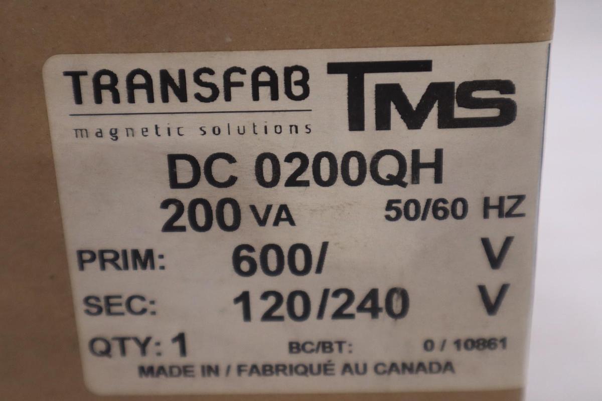 TRANSFAB TMS DC0200QH/ DC-0200-QH CONTROL TRANSFORMER - STOCK GF1048
