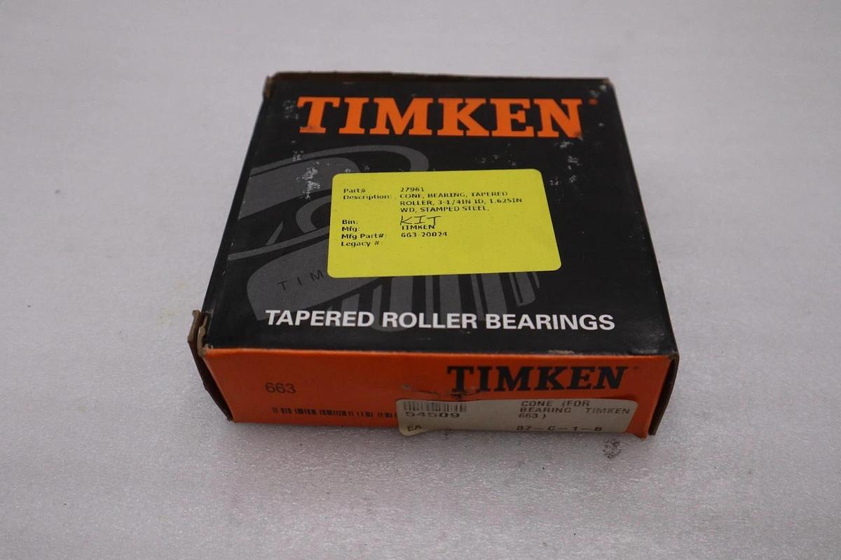 Used LOT OF 2 --- NEW Timken 663 Tapered Roller Bearing Cone STK L247CC