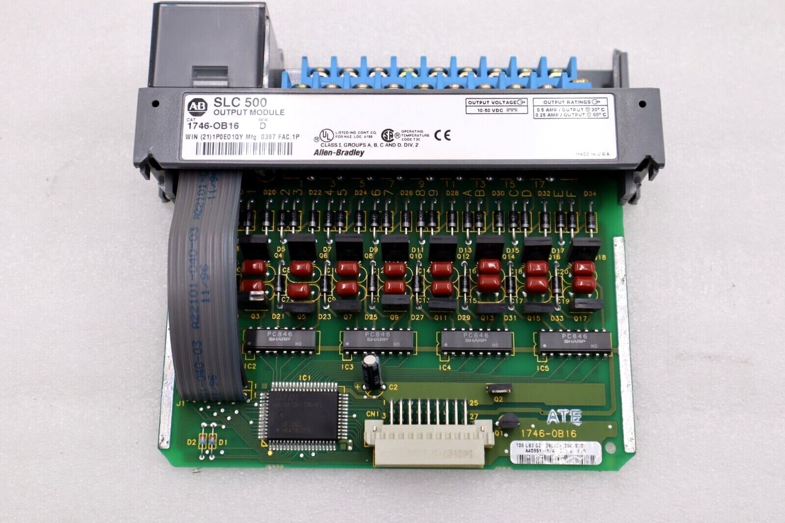 Used ALLEN BRADLEY 1746-OB16 SLC 500 OUTPUT MODULE SERIES D #L-206