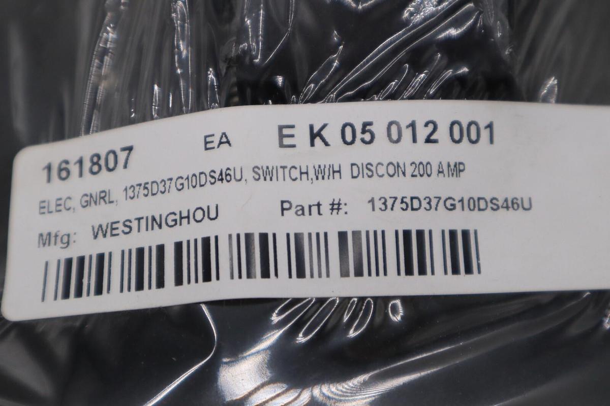 NEW Westinghouse 1375D39G02 3P 200A NEC SW STOCK G290A