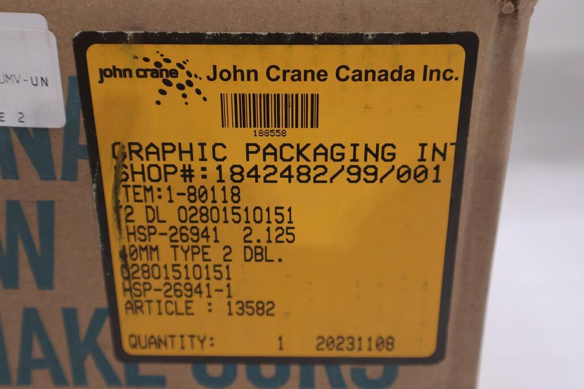 JOHN CRANE HSP-26941-1 40MM TYPE 2 DBL 2.125" - NEW - STOCK GF901