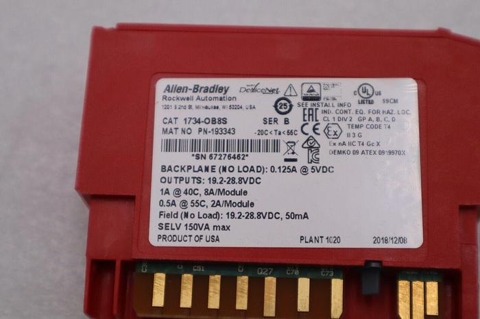 Used Allen-Bradley 1734-OB8S Safety Output Module STOCK 5834