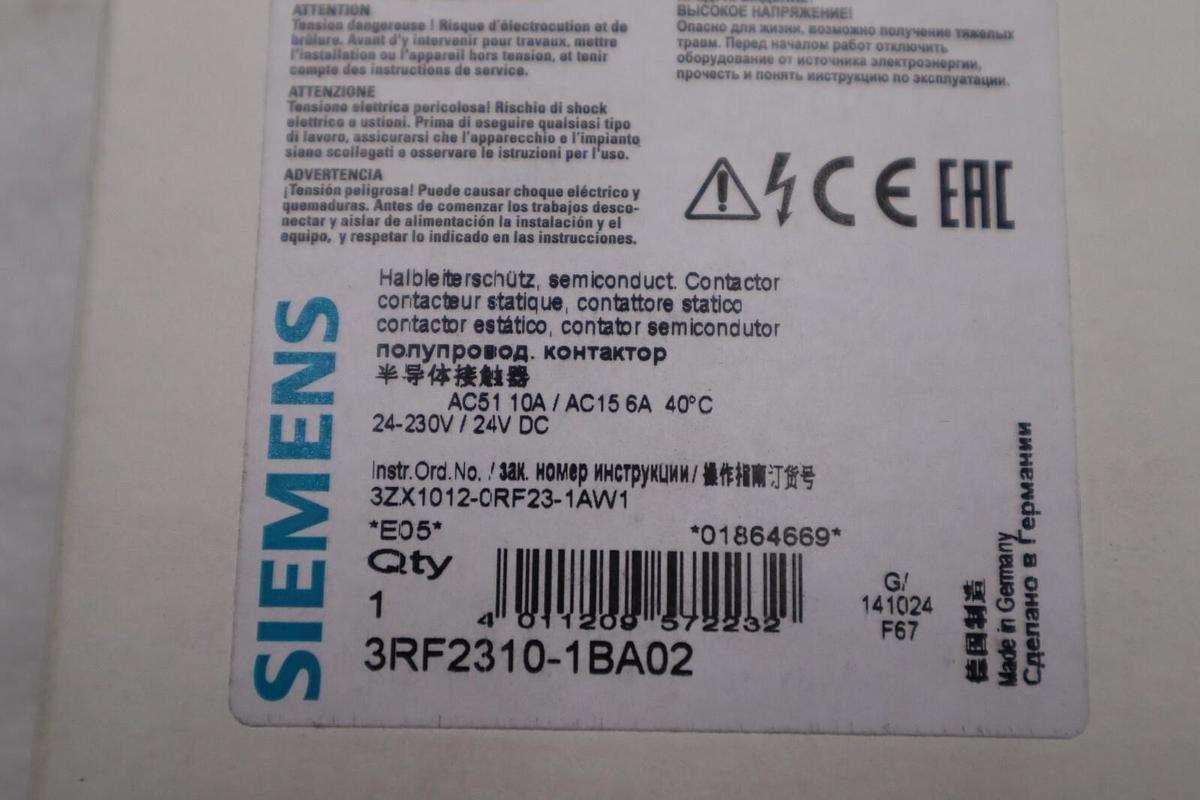 Used NEW OPEN BOX Siemens 3RF2310-1BA02 Semiconductor Contactor STOCK 5420