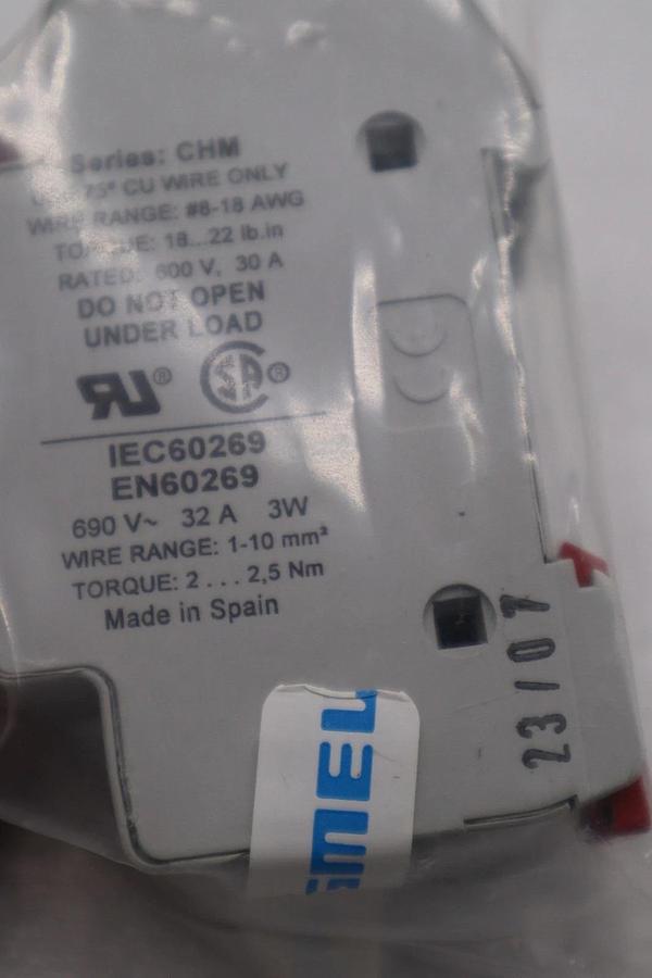 Used LOT OF 2 - Bussmann CHM2D 2 Pole Fuse Holder 690V~ 32A 3W STOCK G636A
