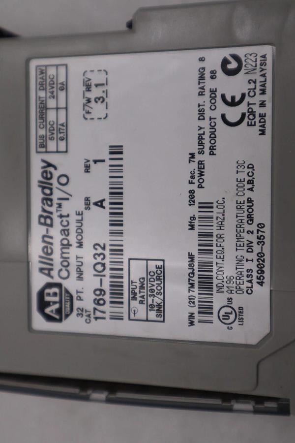 Used Allen-Bradley 1769-IQ32 SER A F/W 3.1 Compact I/O 32 PT Input Module STOCK K-12C