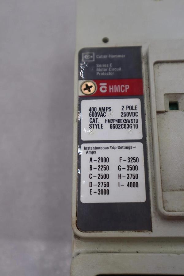 Used CUTLER-HAMMER HM2P400X5WS10 MOTOR CIRCUIT PROTECTOR SERIES C STOCK #3202