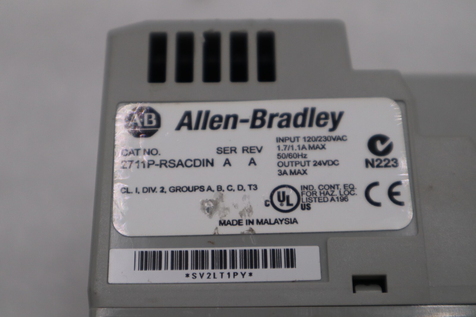 Used Allen Bradley 2711P-RSACDIN PanelView Plus 24 VDC Power Supply Module K-639