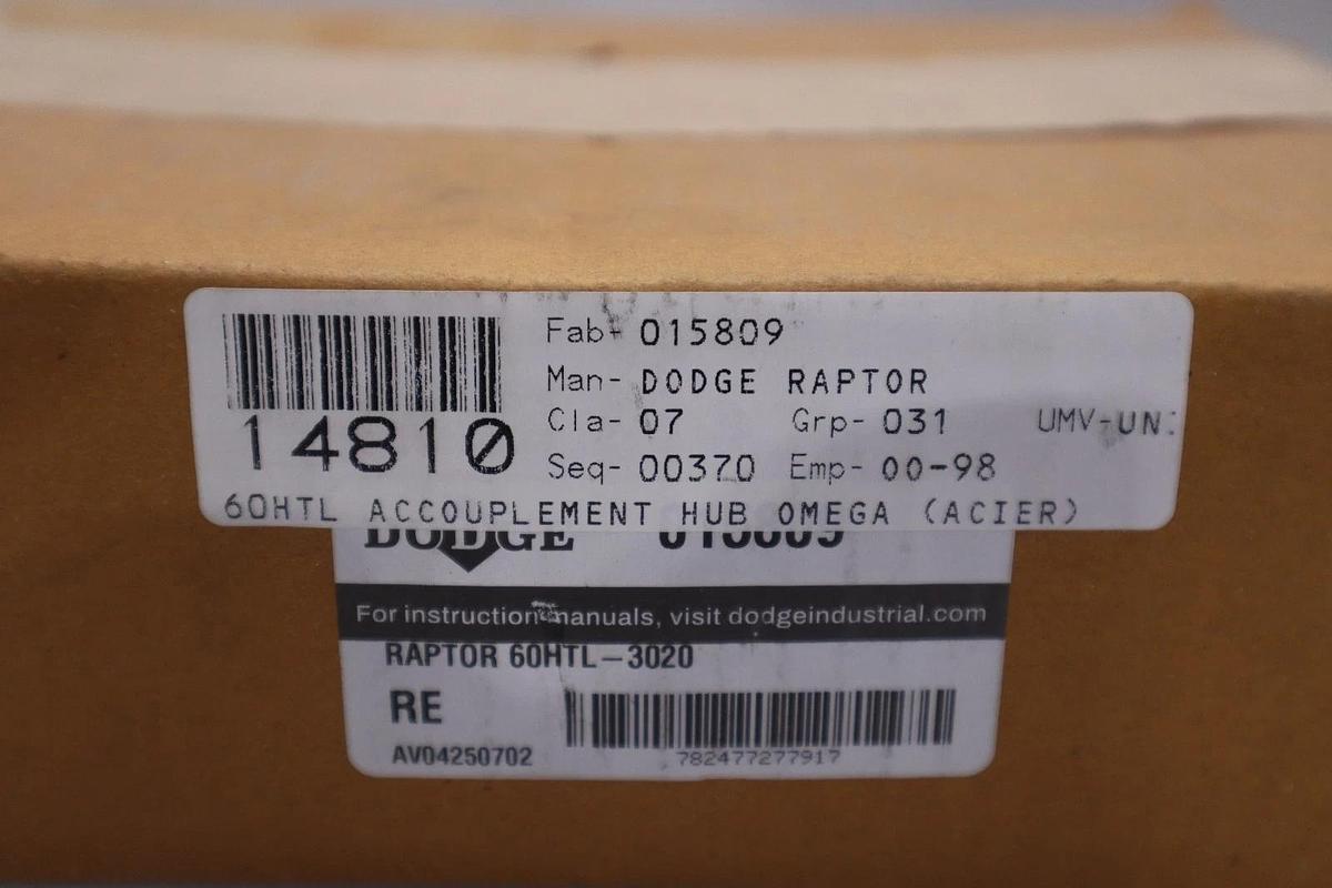 Used DODGE 015809 RAPTOR 60HTL-3020 - NEW UNIT - STOCK GF468A