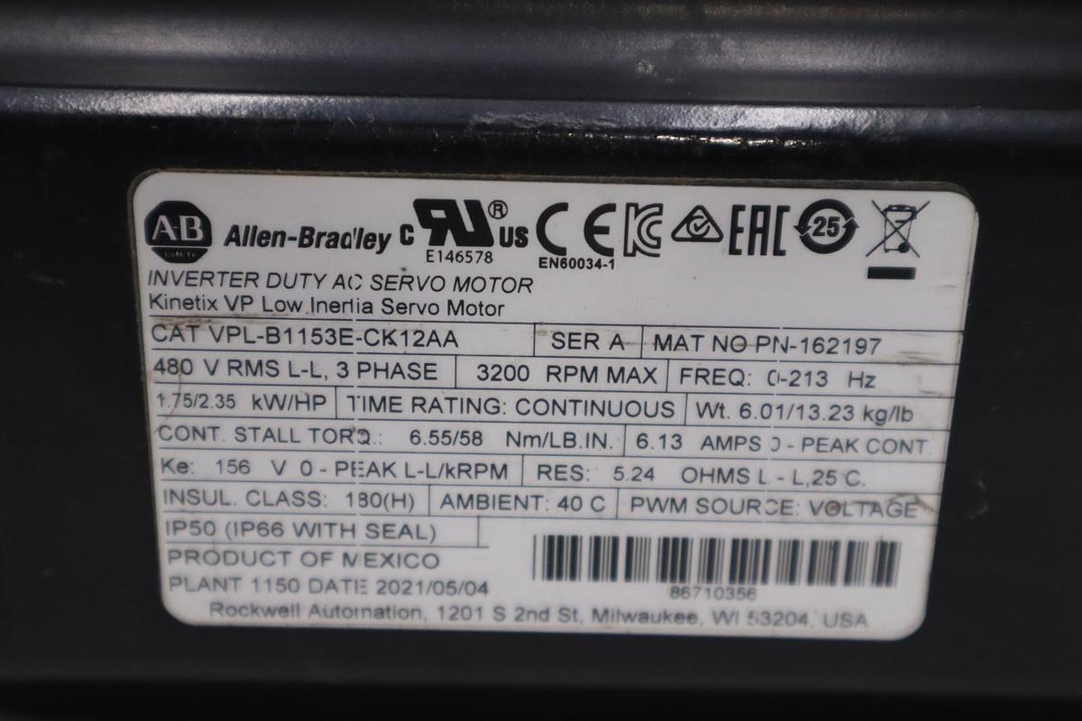 Used NEW OPEN BOX ALLEN BRADLEY AB VPL-B1153E-CK12AA Servo Motor STOCK GF123