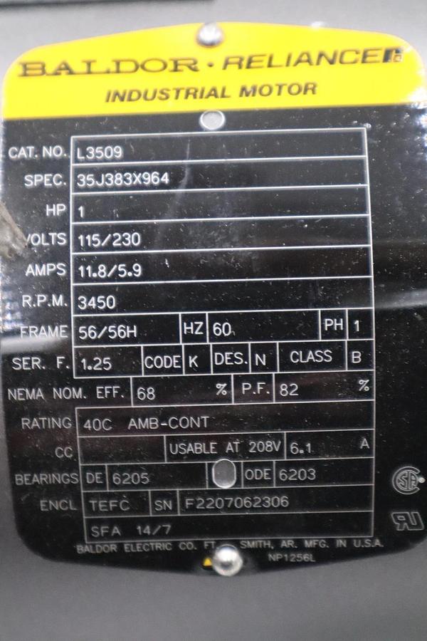 NEW OPEN BOX BALDOR L3509 115/230V 11.8/5.9A 1HP STK M199CC