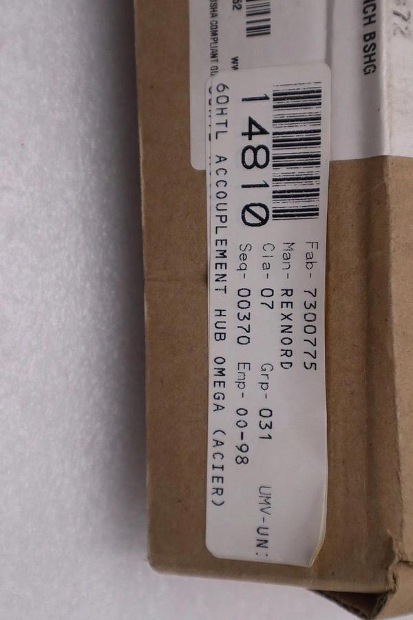 Used Rexnord Omega 730085 60HTL  Hub for Elastomeric Coupling - STOCK GF911