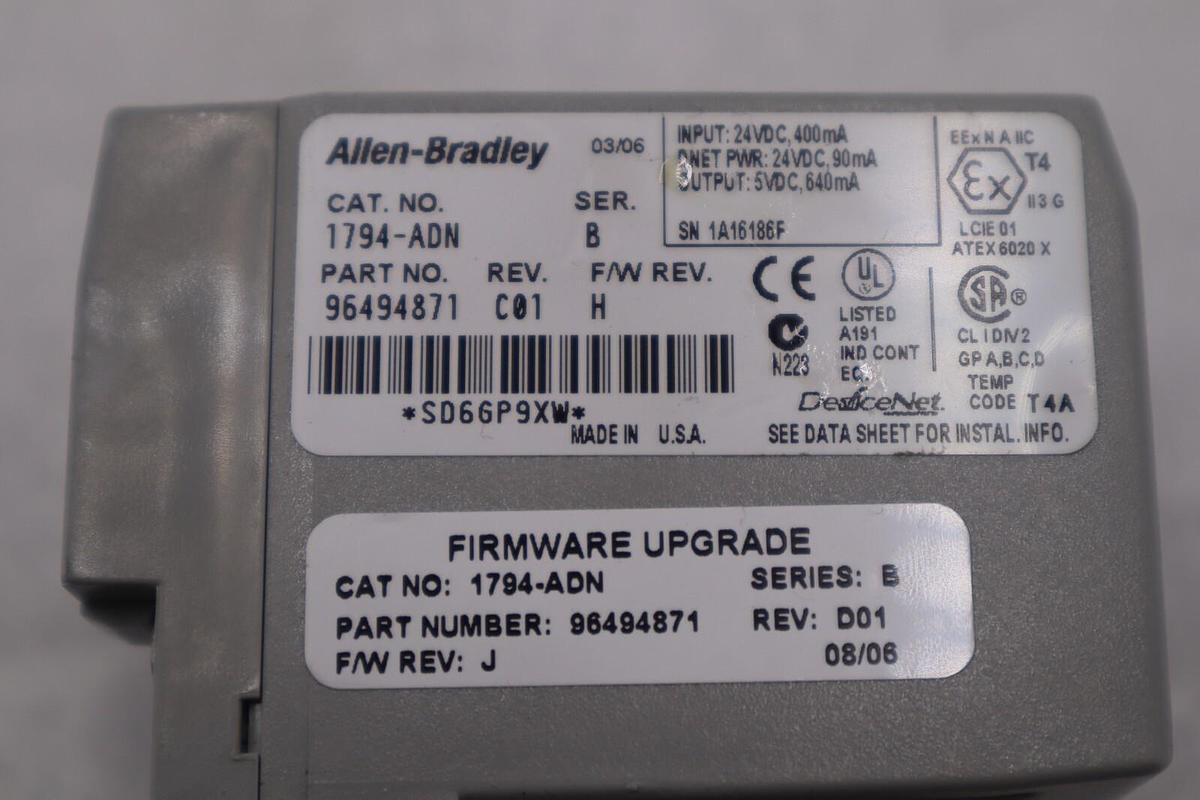 Used Allen Bradley 1794-ADN SER B Flex DeviceNet Adapter 1794ADN STOCK B-1559