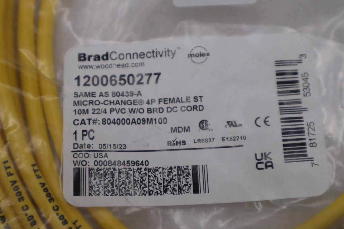 Used NEW DANIEL WOODHEAD 804000A09M100 4P 10M STOCK H1090