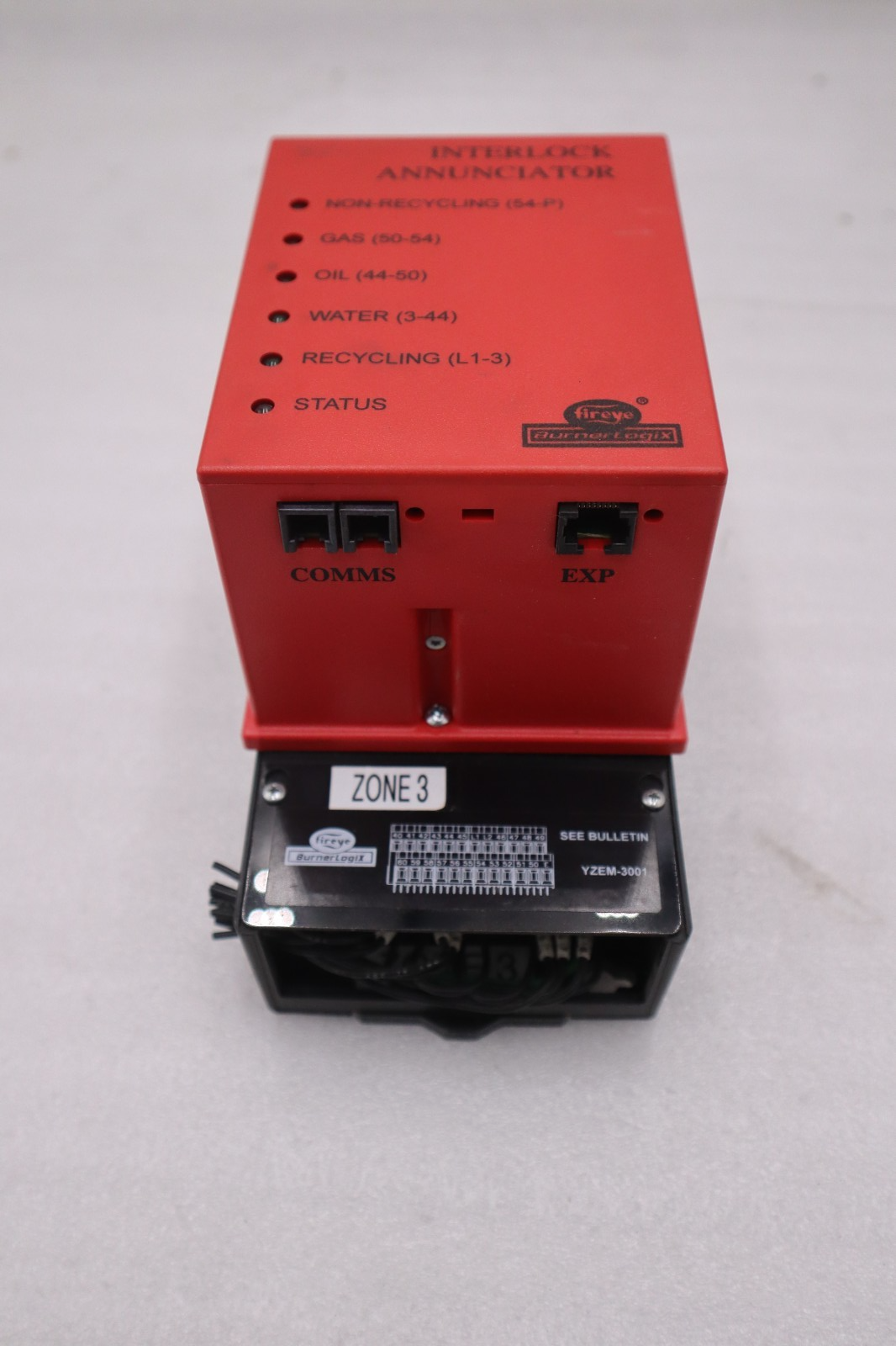 Used FIREYE BURNER LOGIX TYPE YZ300 INTERLOCK ANNUNCIATOR 120V 50/60HZ STOCK 3715CC