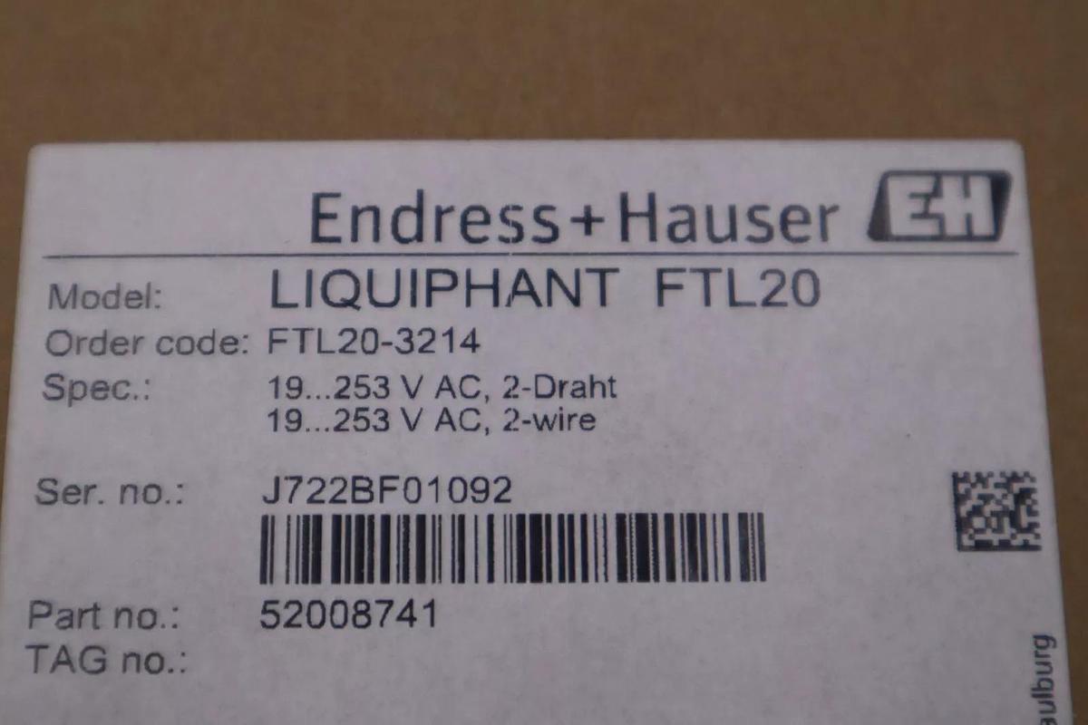 Used NEW ENDRESS & HAUSER FTL20-3214 LIQUIPHANT FTL20 STOCK G237